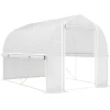 Drivhus^Folietunnel 3x2x2 m med dør & 4 vinduer, opklappelige sider, galvaniseret stål, UV-bestandig, hvid