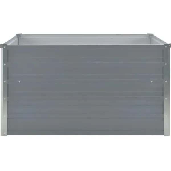Plantningsbænke^Forhøjet blomsterbed i galvaniseret stål - Holdbar plantekasse | Størrelse: 100x100x45 cm | Farve: Grå