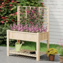Hot Forhøjet højbed, 114x58x150 cm, Naturlig Plantningsbænke