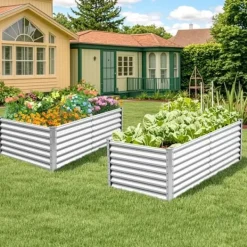 Best Forhøjet højbed, 180x95x60 cm, Sølv Plantningsbænke