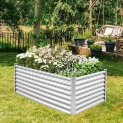 Best Forhøjet højbed, 180x95x60 cm, Sølv Plantningsbænke
