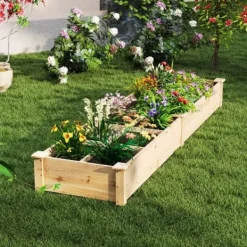 Forhøjet højbedshave, 228x62x25 cm, Naturlig Plantningsbænke
