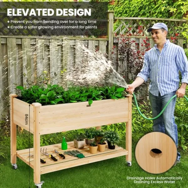 Best Forhøjet plantekasse, 121×60×84 cm, Natur Plantningsbænke