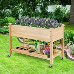 Best Forhøjet plantekasse, 121×60×84 cm, Natur Plantningsbænke