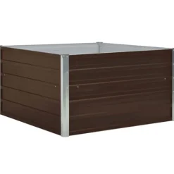 Krukker & Plantebeholdere^Forhøjet plantekasse 100 x 100 x 45 cm galvaniseret stål brun - Hævet Havekasse - Hævet Havekasser - Home & Living