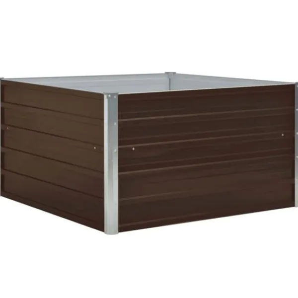 Krukker & Plantebeholdere^Forhøjet plantekasse 100 x 100 x 45 cm galvaniseret stål brun - Hævet Havekasse - Hævet Havekasser - Home & Living