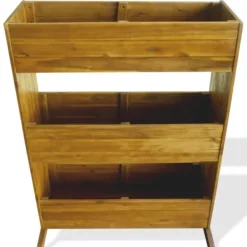Discount Forhøjet plantekasse i 3 etager - Massivt akacietræ | Farve: Naturlig | Størrelse: 90x40x80 cm Plantestativer