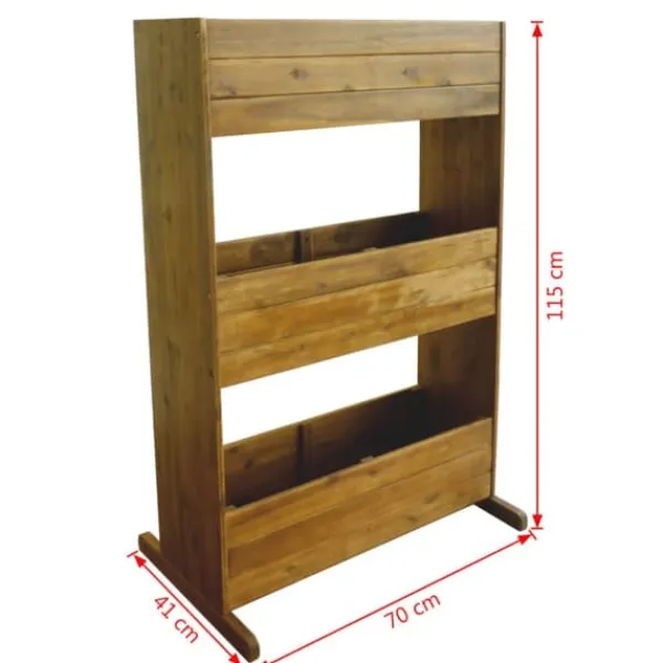 Discount Forhøjet plantekasse i 3 etager - Massivt akacietræ | Farve: Naturlig | Størrelse: 90x40x80 cm Plantestativer
