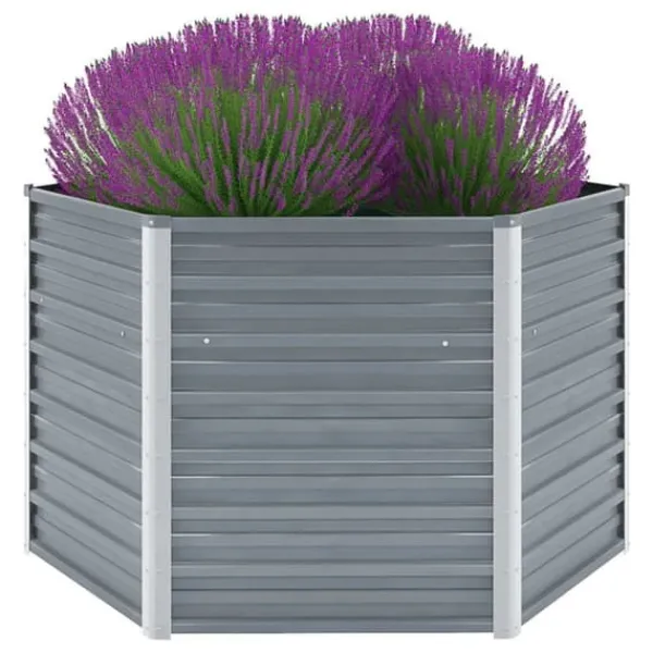 Discount Forhøjet plantekasse i galvaniseret stål - Dybde: 129 cm | Farve: Grå | Størrelse: 129x129x77 cm Plantningsbænke