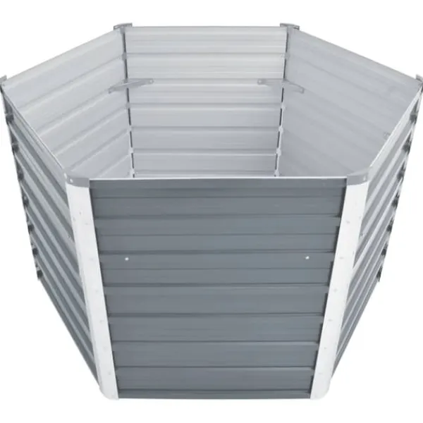 Discount Forhøjet plantekasse i galvaniseret stål - Dybde: 129 cm | Farve: Grå | Størrelse: 129x129x77 cm Plantningsbænke