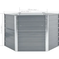 Discount Forhøjet plantekasse i galvaniseret stål - Dybde: 129 cm | Farve: Grå | Størrelse: 129x129x77 cm Plantningsbænke