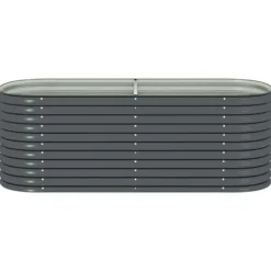 New Forhøjet plantekasse i galvaniseret stål - Optimal til udendørs brug | Størrelse: 240x80x81 cm | Farve: Grå Plantningsbænke