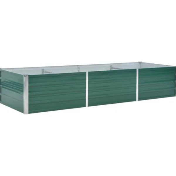 Plantningsbænke^Forhøjet plantekasse i galvaniseret stål - Størrelse: 240x80x45 cm | Farve: Grøn
