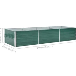 Plantningsbænke^Forhøjet plantekasse i galvaniseret stål - Størrelse: 240x80x45 cm | Farve: Grøn