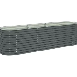 Discount Forhøjet plantekasse i galvaniseret stål - Udendørs-gartneri | Størrelse: 320x80x81 cm | Farve: Grå Krukker & Plantebeholdere