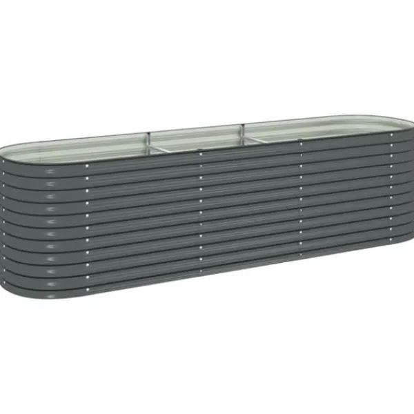 Discount Forhøjet plantekasse i galvaniseret stål - Udendørs-gartneri | Størrelse: 320x80x81 cm | Farve: Grå Krukker & Plantebeholdere
