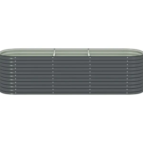 Discount Forhøjet plantekasse i galvaniseret stål - Udendørs-gartneri | Størrelse: 320x80x81 cm | Farve: Grå Krukker & Plantebeholdere