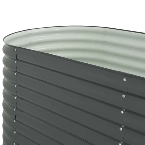 Discount Forhøjet plantekasse i galvaniseret stål - Udendørs-gartneri | Størrelse: 320x80x81 cm | Farve: Grå Krukker & Plantebeholdere