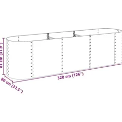 Discount Forhøjet plantekasse i galvaniseret stål - Udendørs-gartneri | Størrelse: 320x80x81 cm | Farve: Grå Krukker & Plantebeholdere