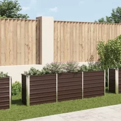 Plantningsbænke^Forhøjet plantekasse i galvaniseret stål - Dybde 240x40x77 cm | Farve: Brun