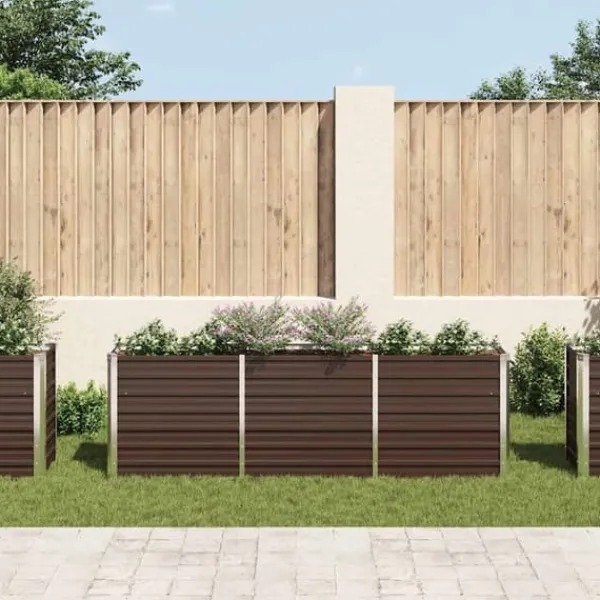 Plantningsbænke^Forhøjet plantekasse i galvaniseret stål - Dybde 240x40x77 cm | Farve: Brun