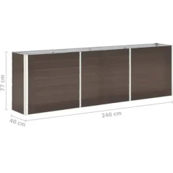 Plantningsbænke^Forhøjet plantekasse i galvaniseret stål - Dybde 240x40x77 cm | Farve: Brun