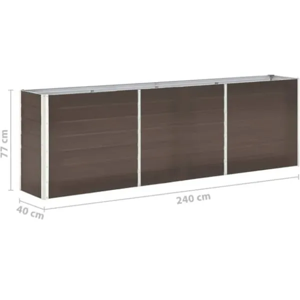 Plantningsbænke^Forhøjet plantekasse i galvaniseret stål - Dybde 240x40x77 cm | Farve: Brun