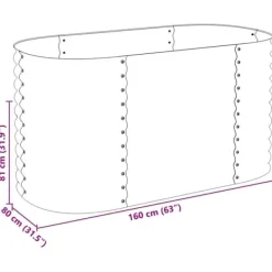 New Forhøjet plantekasse i galvaniseret stål - Dybde 160x80x81 cm | Farve: Sølv Plantningsbænke