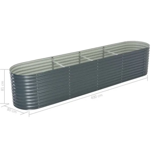 Plantningsbænke^Forhøjet plantekasse 400x80x81 cm galvaniseret stål grå - Plantekasse - Plantekasser - Home & Living