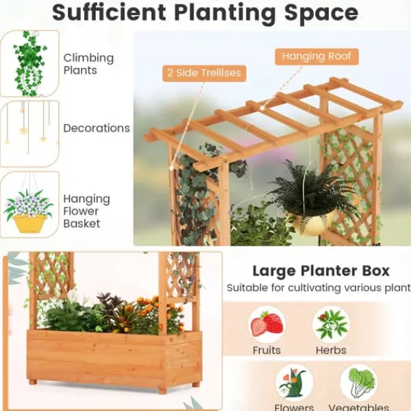 Buer, Spalier, Lysthuse Uden Tag^Forhøjet plantekasse, 79x17.5x45 cm, Orange