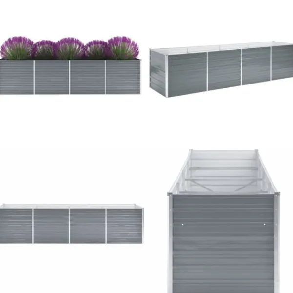Forhøjet plantekasse 320x80x77 cm galvaniseret stål grå - Plantekasse - Plantekasser - Home & Living Krukker & Plantebeholdere