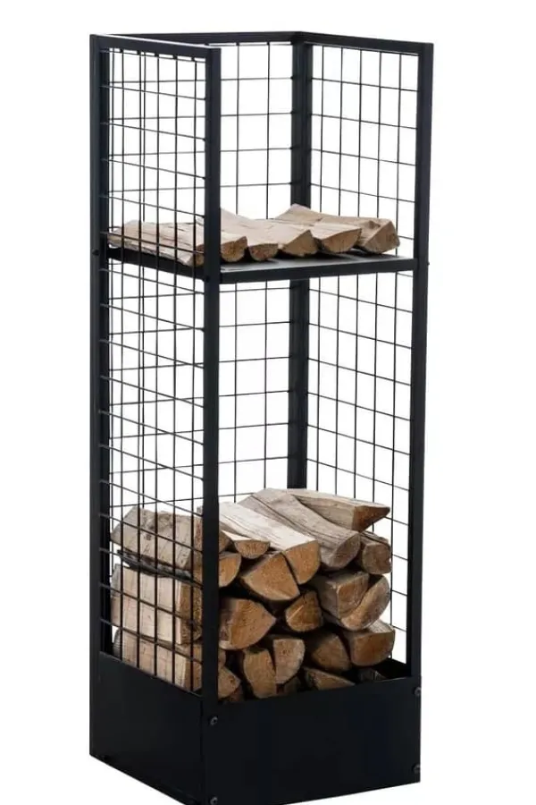 Tilbehør Til Brændeovne & Pejse^Forrest Firewood Rack - Black Metal, 40x40x120 cm