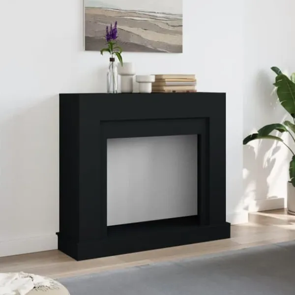 Pejse^Forsats til pejs i konstrueret træ - Sikkerhedsbarriere | Farve: Sort | Størrelse: 100x30x87,5 cm