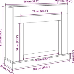 Pejse^Forsats til pejs i konstrueret træ - Sikkerhedsbarriere | Farve: Sort | Størrelse: 100x30x87,5 cm