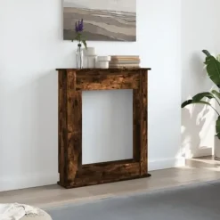Fortsats til pejs - Dekorativ hylde i konstrueret træ | Størrelse: 75x20x87,5 cm | Farve: Røget eg Pejse