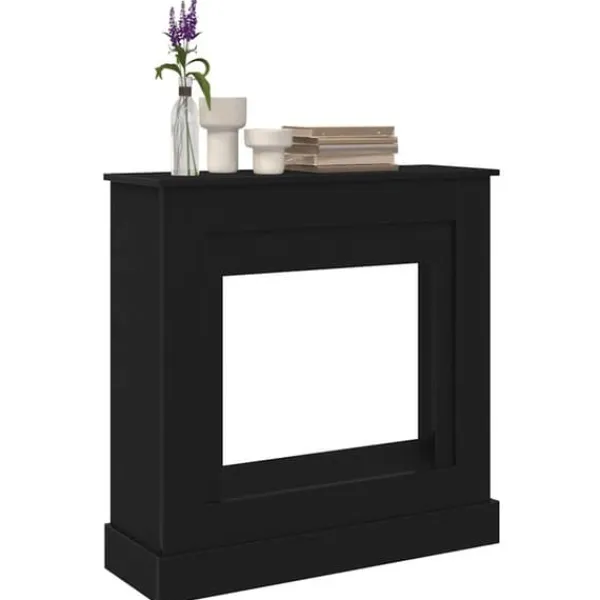 Pejse^Fortsats til pejs - Dekorativ hylde til LED-flamme | Størrelse: 90x30x90 cm | Farve: Sort egetræsfarvet