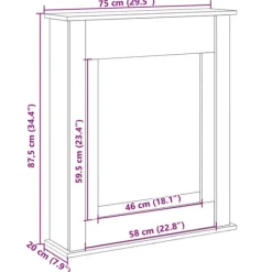 Pejse^Fortsats til pejs i konstrueret træ - Sikkerhedsbarriere | Størrelse: 75x20x87,5 cm | Farve: Sort