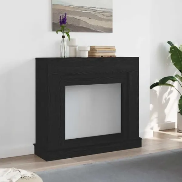Best Fortsats til pejs i konstrueret træ - Sikkerhedsbarriere | Farve: Sort-eg | Størrelse: 100x30x87,5 cm Pejse