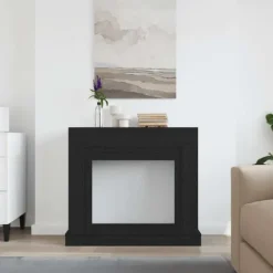 Best Fortsats til pejs i konstrueret træ - Sikkerhedsbarriere | Farve: Sort-eg | Størrelse: 100x30x87,5 cm Pejse