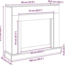 Best Fortsats til pejs i konstrueret træ - Sikkerhedsbarriere | Farve: Sort-eg | Størrelse: 100x30x87,5 cm Pejse