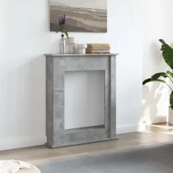 Online Fortsats til pejs til LED-flammer - Dekorativ hylde | Størrelse: 75x20x87,5 cm | Farve: Betongrå Pejse