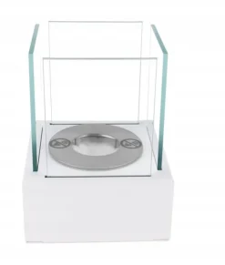 Sale Fritstående biopejs 13x13x17 cm Smart White struktureret mat Pejse