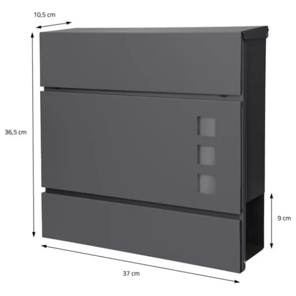 Clearance Fritstående brevkasse med avisrum 37 cm antracit inkl. stativ 120 cm højt Fritstående brevkasse sølv Postkasser & Brevindkast