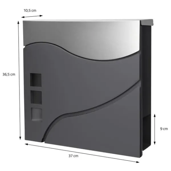 Best Fritstående brevkasse med avisrum 37 cm antracit/sølv inkl. stander 120 cm høj sølv Fritstående brevkasse Postkasser & Brevindkast