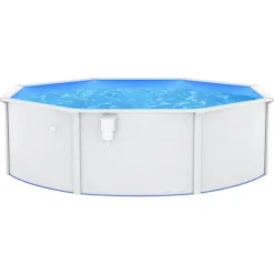 Pooler^Fritstående swimmingpool med stålvæg 460x120 cm | Farve: Hvid | Inderside: Blå