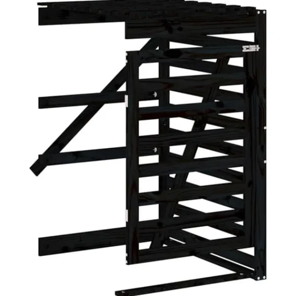 Outlet Förlängning till sopkärlsskjulet - Massiv furu, Ventilerad design | Färg: Svart | Storlek: Standard Skure, Garager & Carports