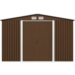New Förvaringsbod i metall - Robust och ventilerad redskapsbod | Färg: Brun | Storlek: 257x205x178 cm Skure, Garager & Carports