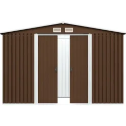 New Förvaringsbod i metall - Robust och ventilerad redskapsbod | Färg: Brun | Storlek: 257x205x178 cm Skure, Garager & Carports
