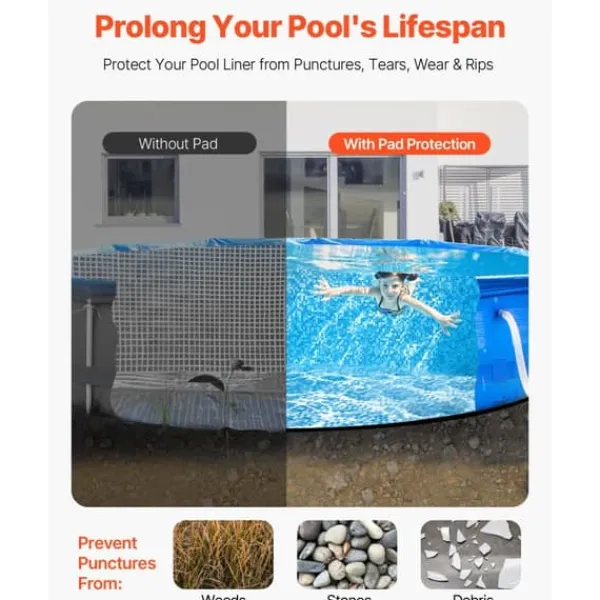 Pool- & Spatilbehør^21ft Rund Poolforingspude, Overjordisk Pool, Heavy Duty Poolmåtte, Langvarig, God Beskyttelse