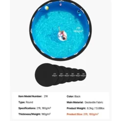 Pool- & Spatilbehør^21ft Rund Poolforingspude, Overjordisk Pool, Heavy Duty Poolmåtte, Langvarig, God Beskyttelse